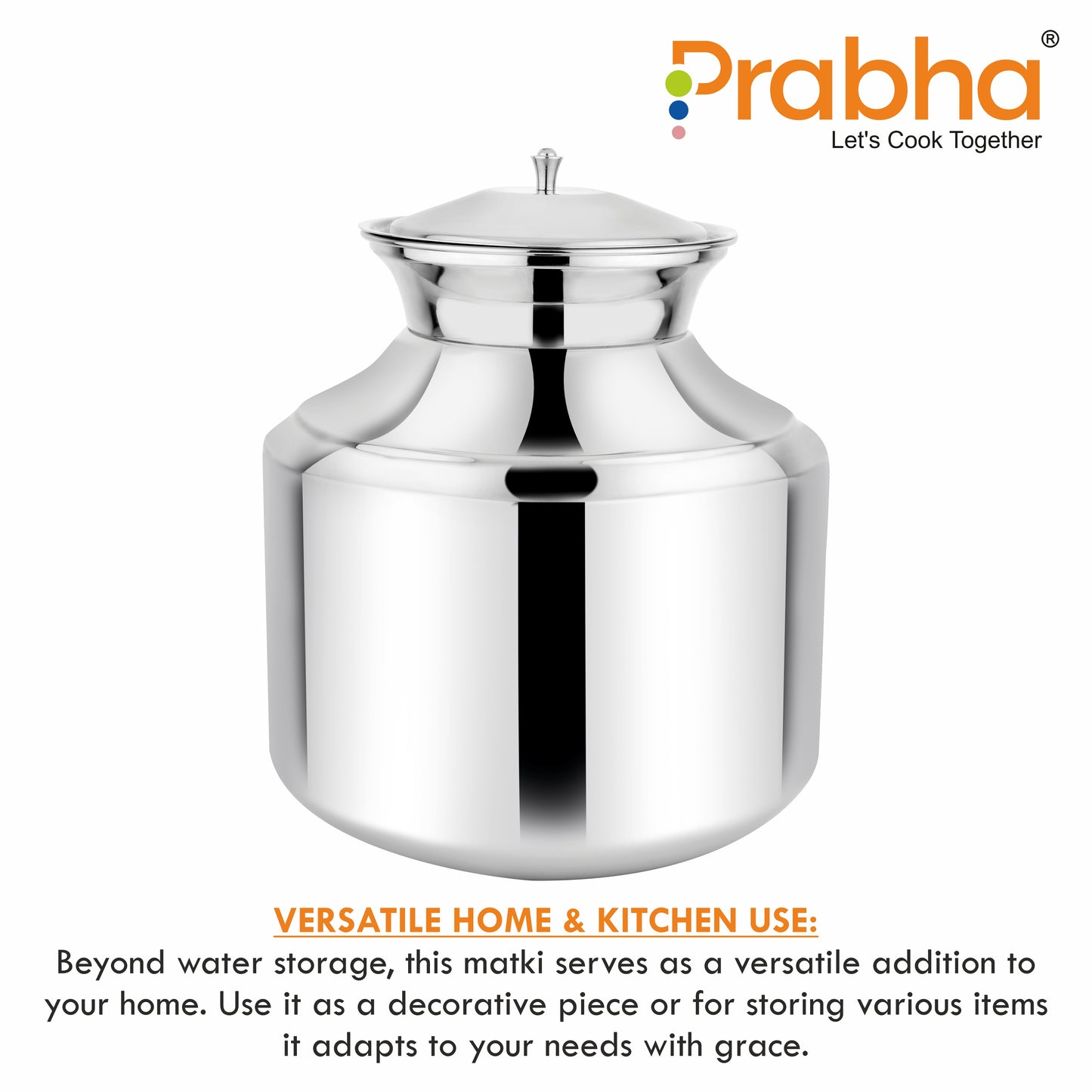 Stainless Steel Water Storing Maharaja Matki for Home & Kitchen (5 Litres)