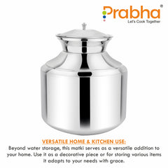 Stainless Steel Water Storing Maharaja Matki for Home & Kitchen (5 Litres)