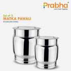 Stainless Steel Matka Pawali Set of 2 - Food-Grade Storage Solution for Home & Kitchen