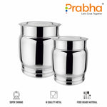 गैलरी व्यूवर में इमेज लोड करें, Stainless Steel Matka Pawali Set of 2 - Food-Grade Storage Solution for Home &amp; Kitchen
