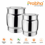 गैलरी व्यूवर में इमेज लोड करें, Stainless Steel Matka Pawali Set of 2 - Food-Grade Storage Solution for Home &amp; Kitchen
