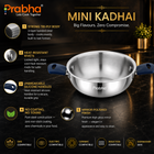 Omega Tri-Ply Mini Kadhai Without Lid