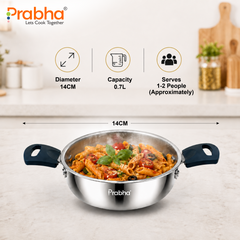 Omega Tri-Ply Mini Kadhai Without Lid