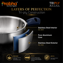 Omega Tri-Ply Mini Kadhai Without Lid