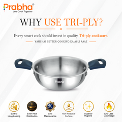 Omega Tri-Ply Mini Kadhai Without Lid