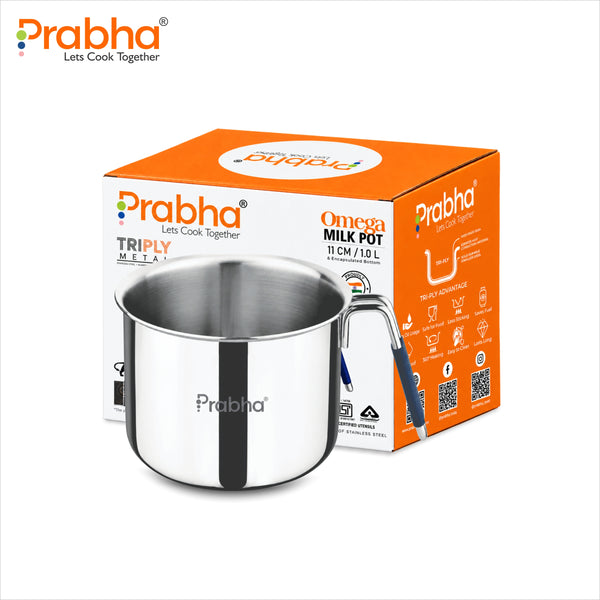 Omega Tri-Ply Milk Pot – Induction Compatible Milk Boiler with Silicone Handle & Knob