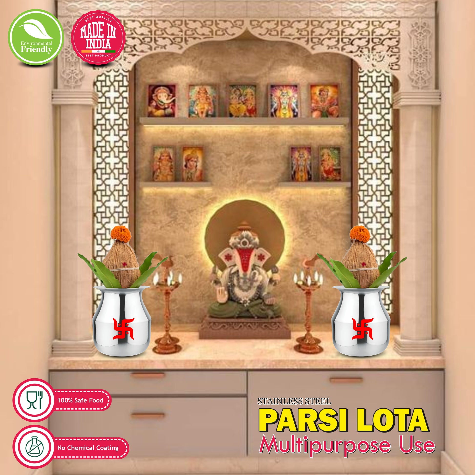 Stainless Steel Long Neck Parsi Lota - Prabha