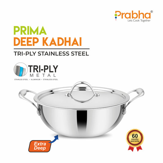 Prima Triply Deep Kadhai With Lid