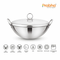 Prima Triply Capsule Bottom Kadhai With Lid
