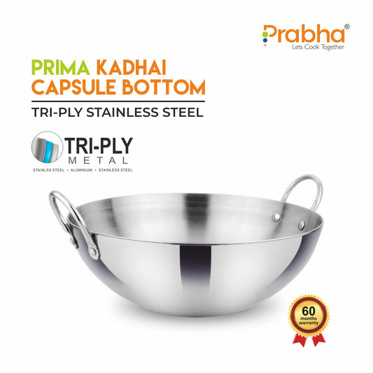 Prima Triply Capsule Bottom Kadhai Without Lid
