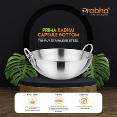 Prima Triply Capsule Bottom Kadhai Without Lid