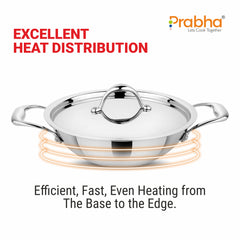 Buy Prima Triply Kadhai Flat Bottom With Lid