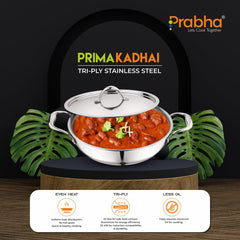Buy Prima Triply Kadhai Flat Bottom With Lid