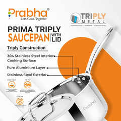 Prima Triply Saucepan With Lid