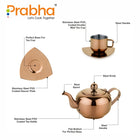 Stainless Steel Tea Kettle With Cup & Saucer Set - PVD Rose Gold Coating