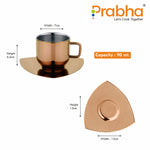 गैलरी व्यूवर में इमेज लोड करें, Stainless Steel Tea Kettle With Cup &amp; Saucer Set - PVD Rose Gold Coating