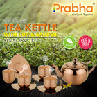 Stainless Steel Tea Kettle With Cup & Saucer Set - PVD Rose Gold Coating