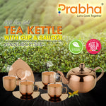 गैलरी व्यूवर में इमेज लोड करें, Stainless Steel Tea Kettle With Cup &amp; Saucer Set - PVD Rose Gold Coating
