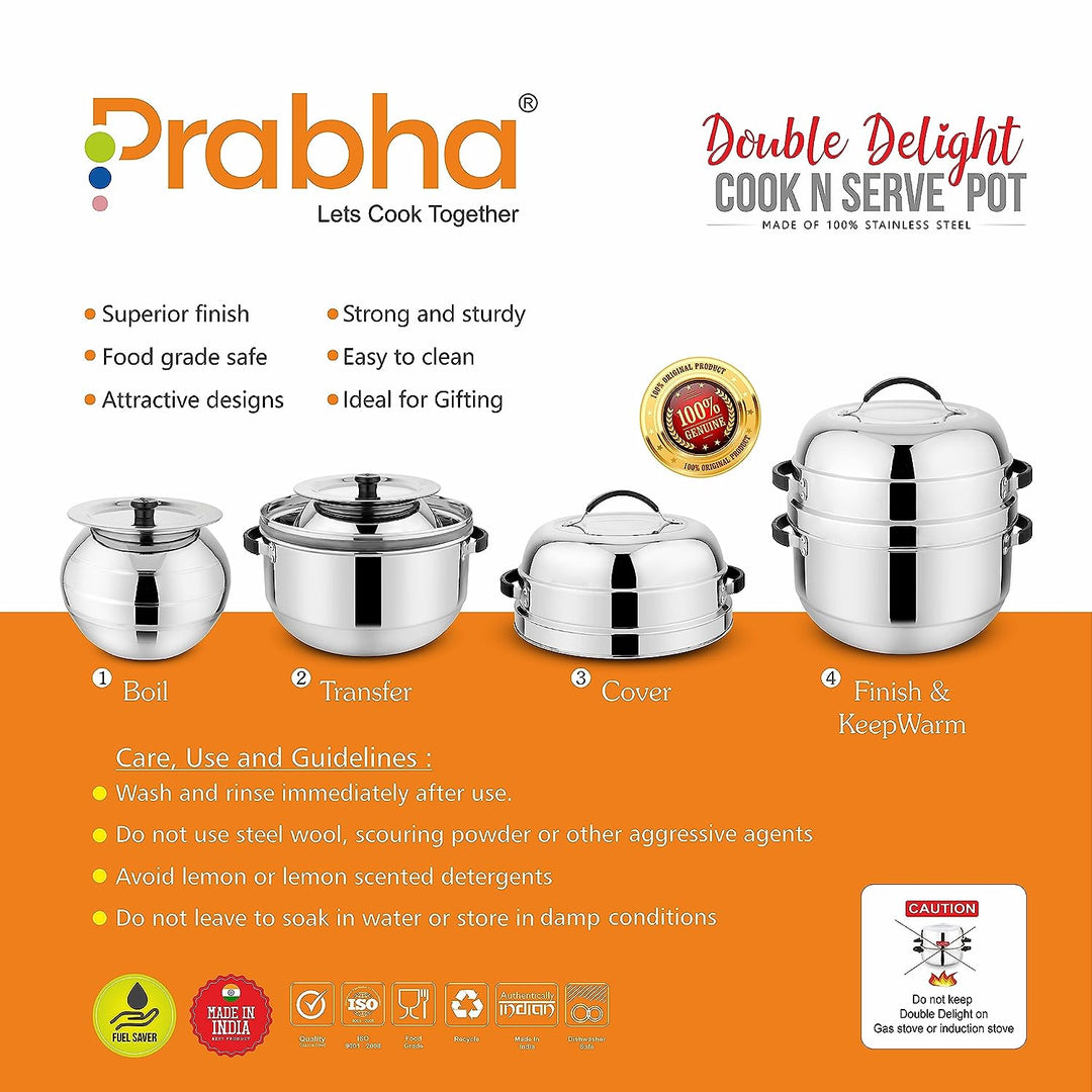 Prabha Double Delight Cook N Serve Pot