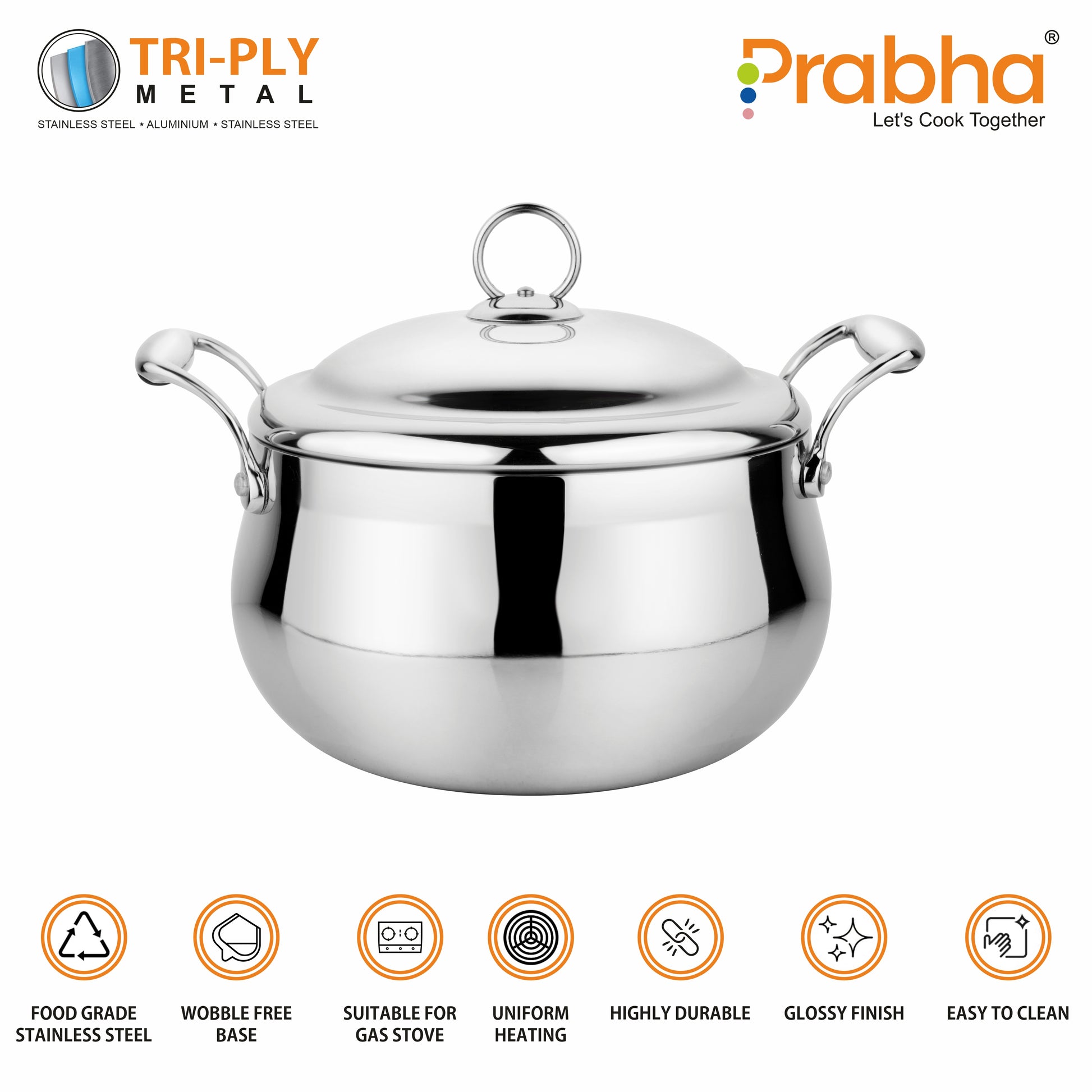 Prima Triply Belly Casserole With Lid
