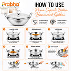 Prabha Prima Tri-Pro Capsule Bottom Hammered Kadhai with Lid