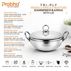 Prabha Prima Tri-Pro Capsule Bottom Hammered Kadhai with Lid