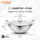 Prabha Prima Tri-Pro Capsule Bottom Hammered Kadhai with Lid