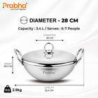 Prabha Prima Tri-Pro Capsule Bottom Hammered Kadhai with Lid