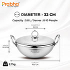 Prabha Prima Tri-Pro Capsule Bottom Hammered Kadhai with Lid