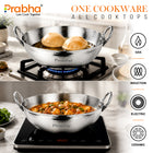 Prabha Prima Tri-Pro Capsule Bottom Hammered Kadhai with Lid