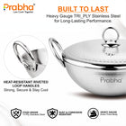 Prabha Prima Tri-Pro Capsule Bottom Hammered Kadhai with Lid