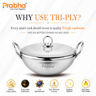 Prabha Prima Tri-Pro Capsule Bottom Hammered Kadhai with Lid