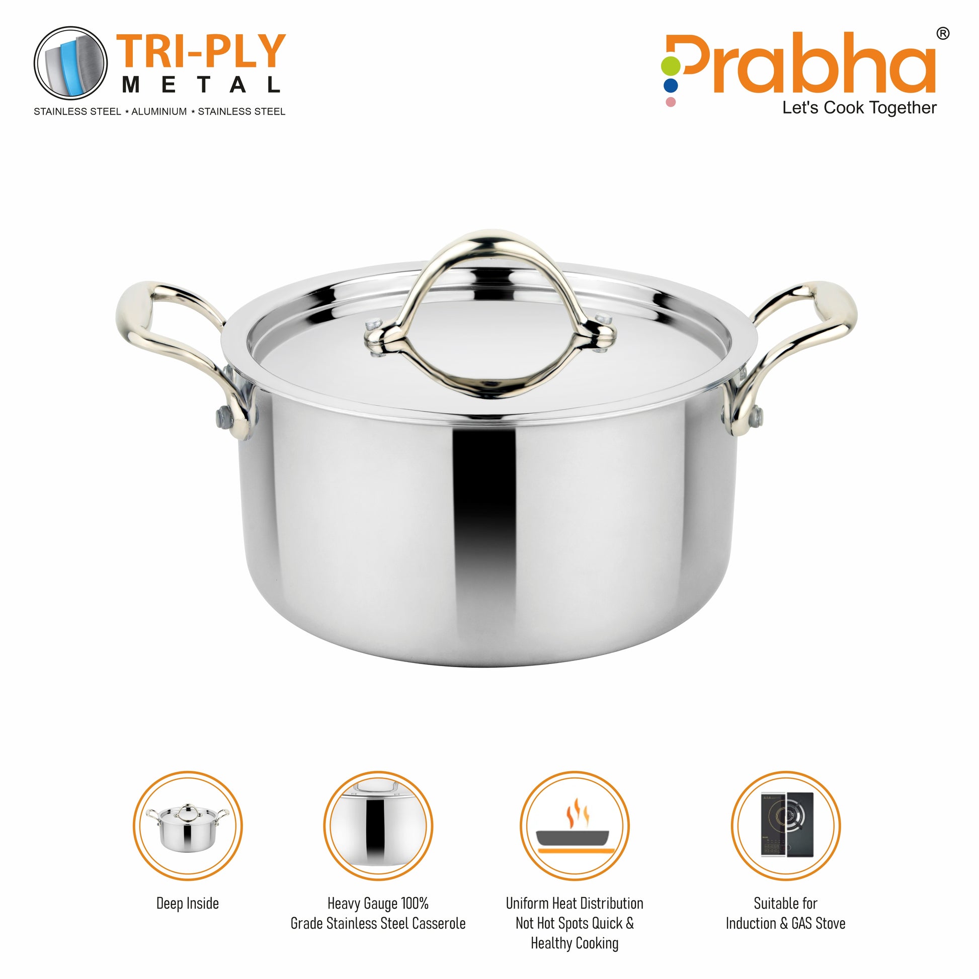 Prima Triply Casserole With Lid