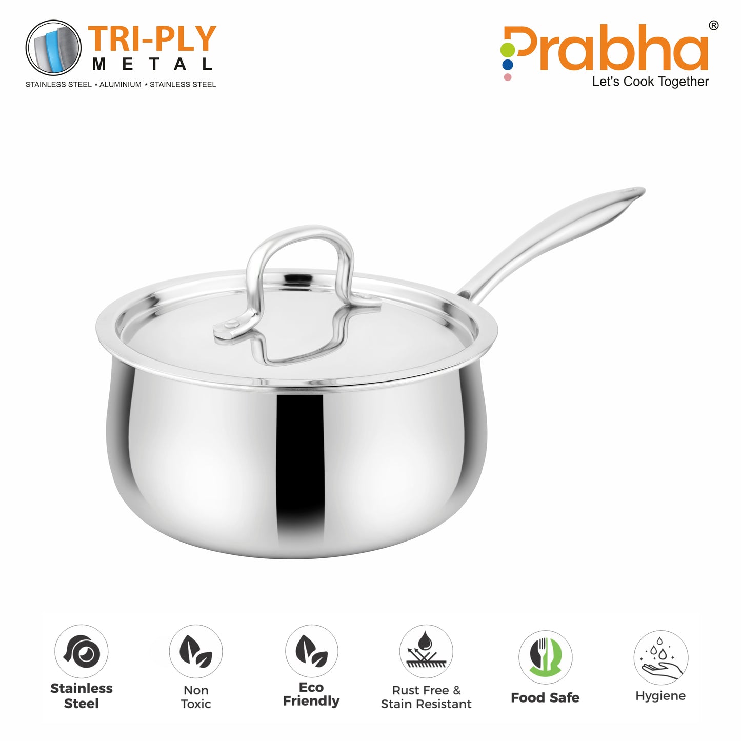 Prima Triply Kalash Saucepan With Lid