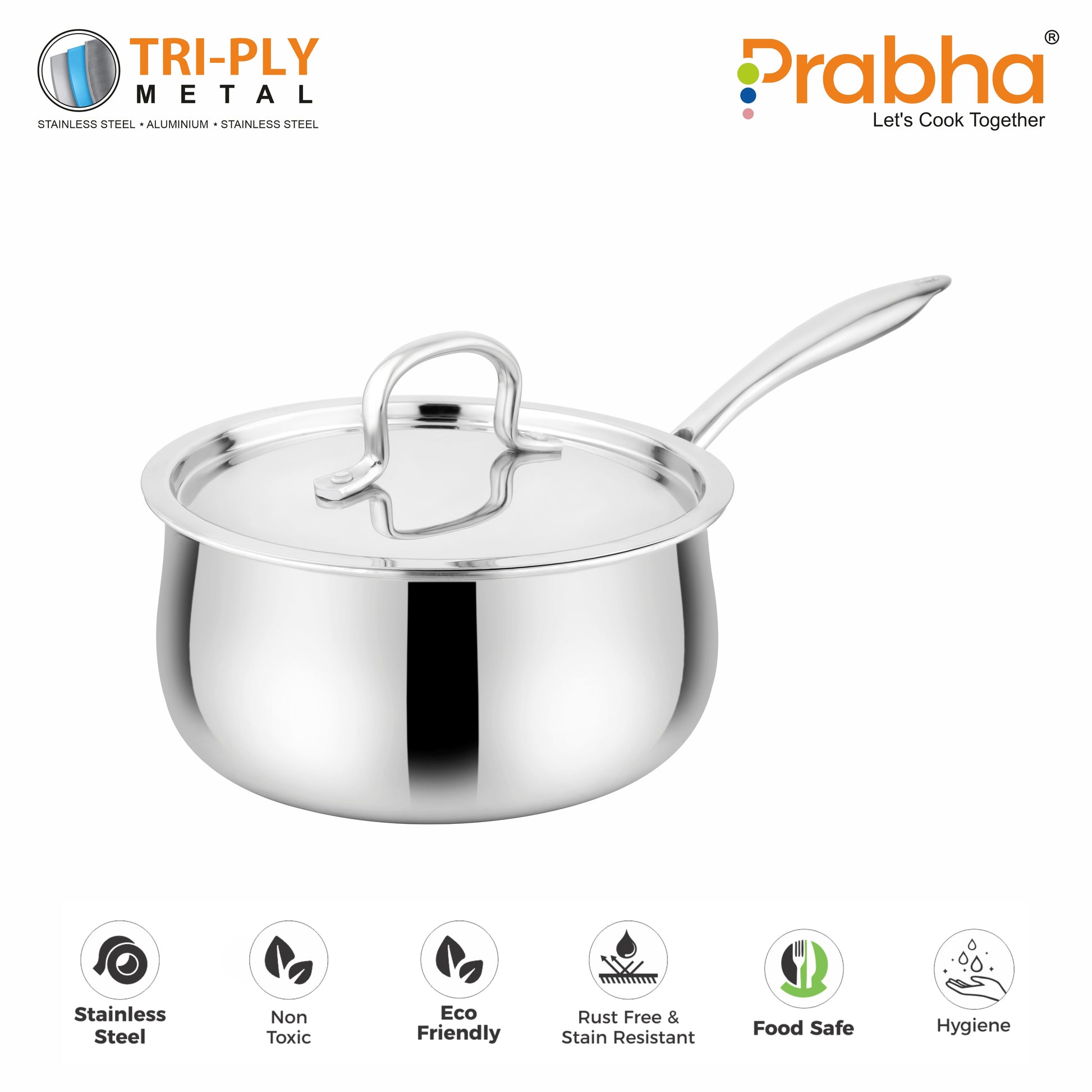 Prima Triply Kalash Saucepan With Lid