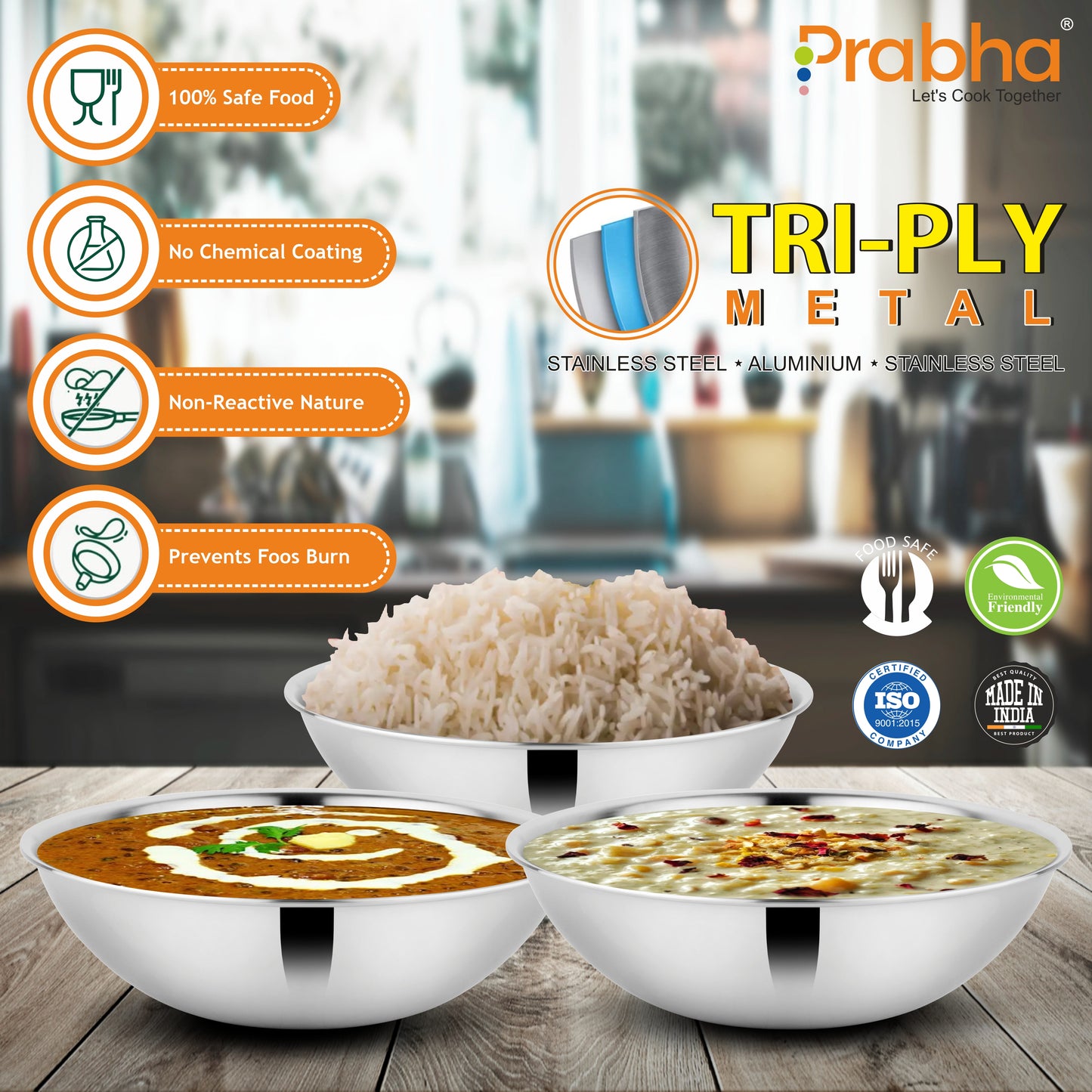 Prima Triply Tasla Flat Base Without Lid