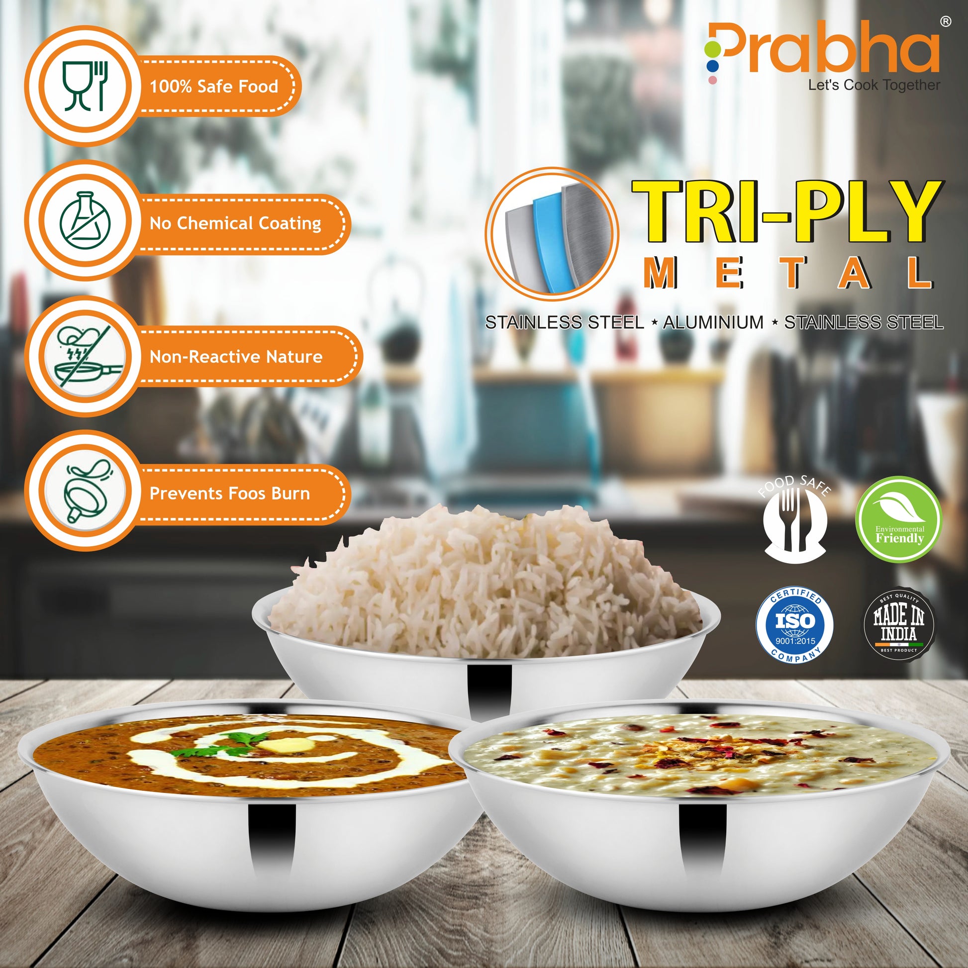 Prima Triply Tasla Flat Base Without Lid