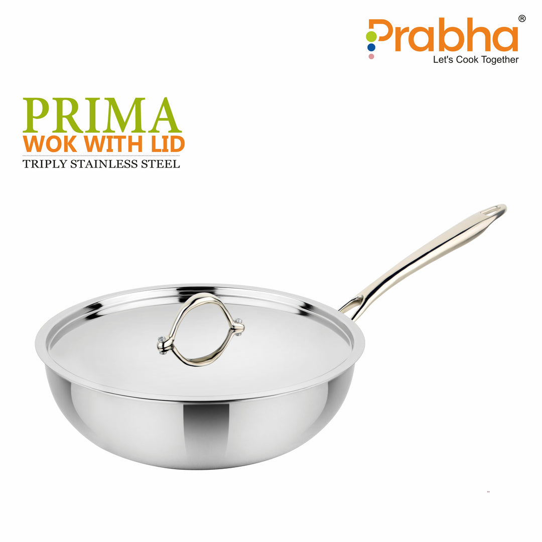 Prima Triply Wok With Lid