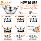 Prabha Triply Tri-Pro Capsule Bottom Deep Hammered Kadhai without Lid