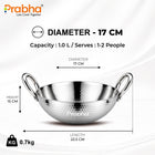 Prabha Triply Tri-Pro Capsule Bottom Deep Hammered Kadhai without Lid