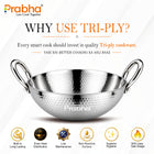 Prabha Triply Tri-Pro Capsule Bottom Deep Hammered Kadhai without Lid