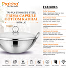 Prima Triply Capsule Bottom Kadhai With Lid