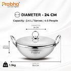 Prabha Prima Tri-Pro Capsule Bottom Hammered Kadhai with Lid