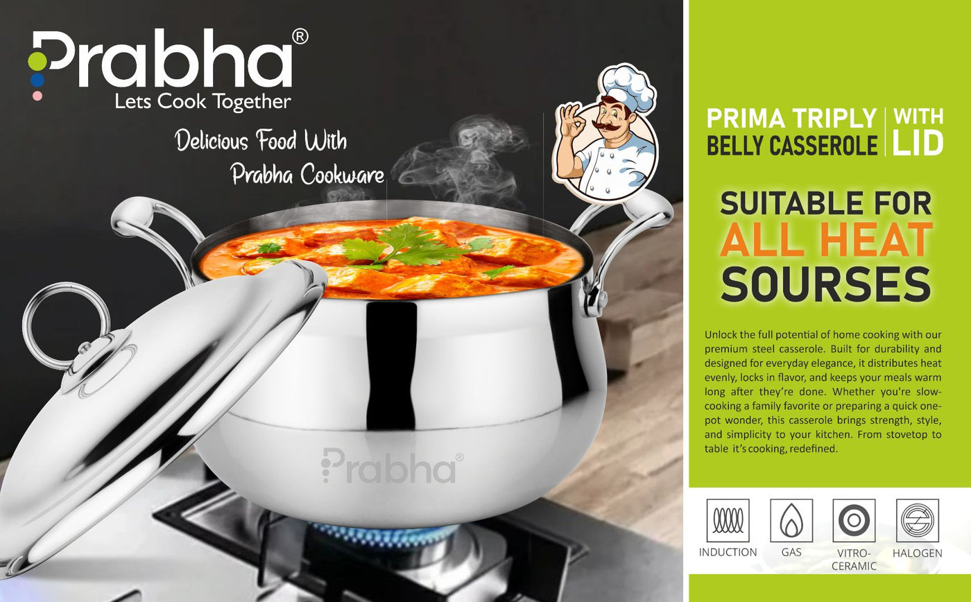 Prima Triply Belly Casserole With Lid