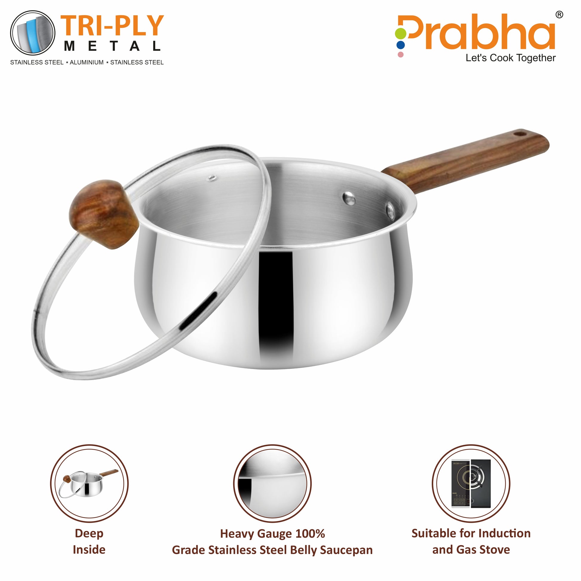 Prochef Belly Saucepan With Lid - Prabha