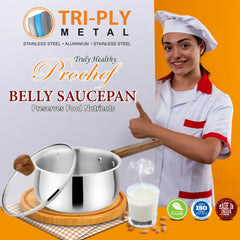 Prochef Belly Saucepan With Lid - Prabha