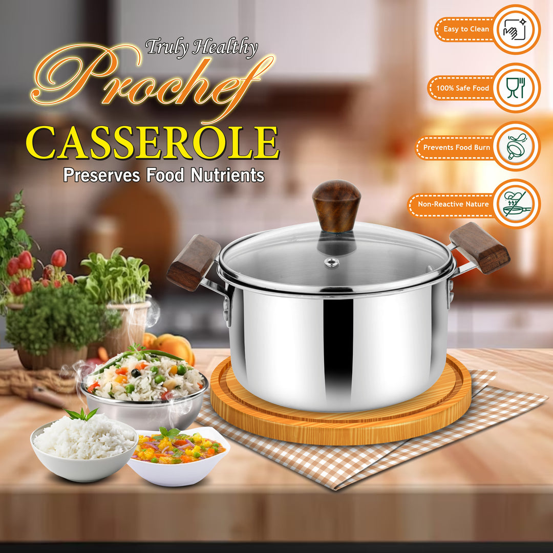 Prochef Casserole With Glass Lid