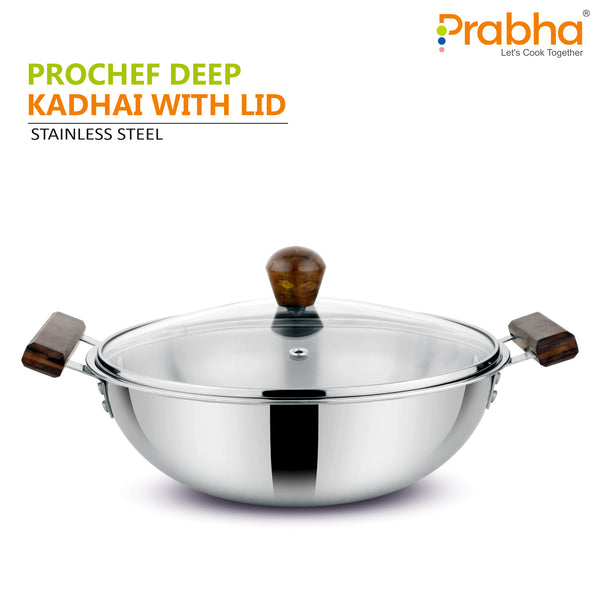 Prochef Deep Kadhai With Glass Lid