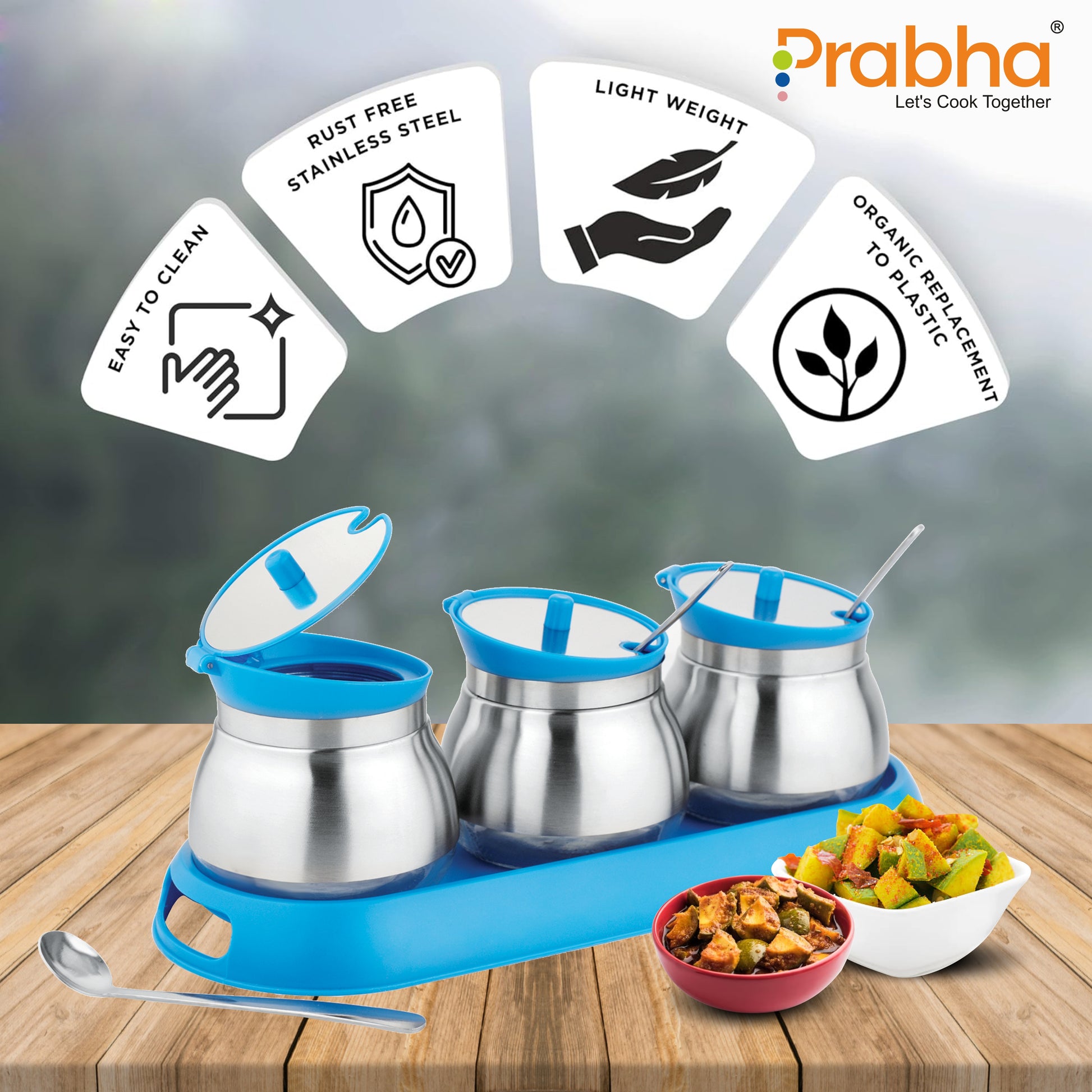 Pickle Serving Container with Spoon Ideal for Home Kitchen Storage