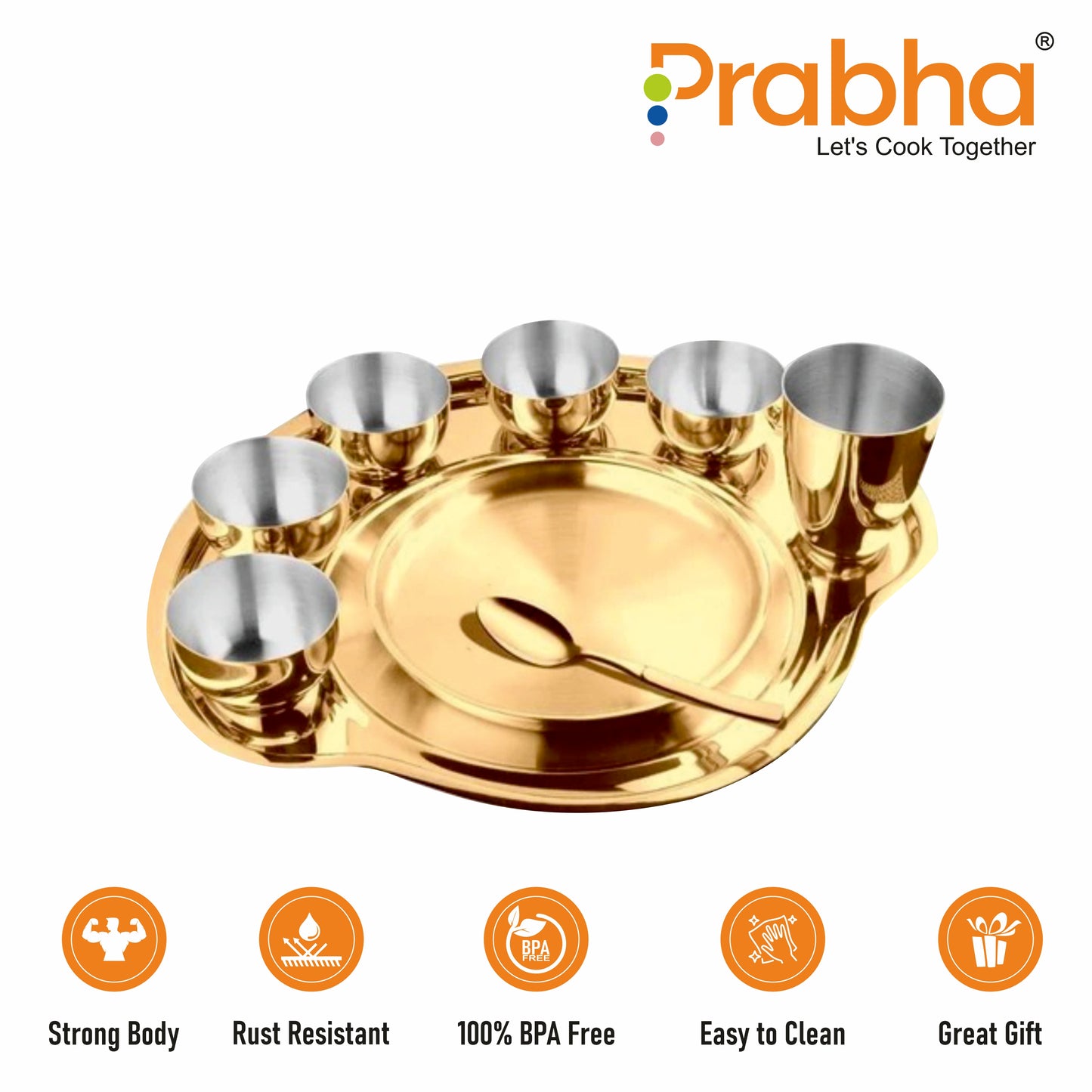 Stainless Steel PVD Gold Rajwada Thali Set